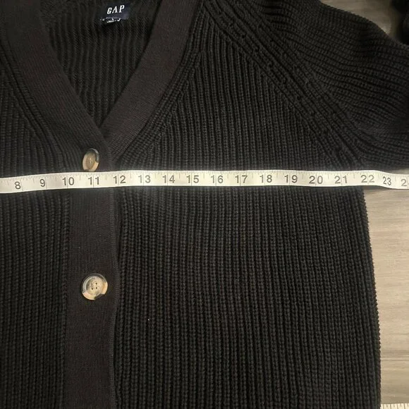 NWT Gap Womens 100% Cotton Tortoise Button Oversized Black Cardigan Size Large - Picture 10 of 11